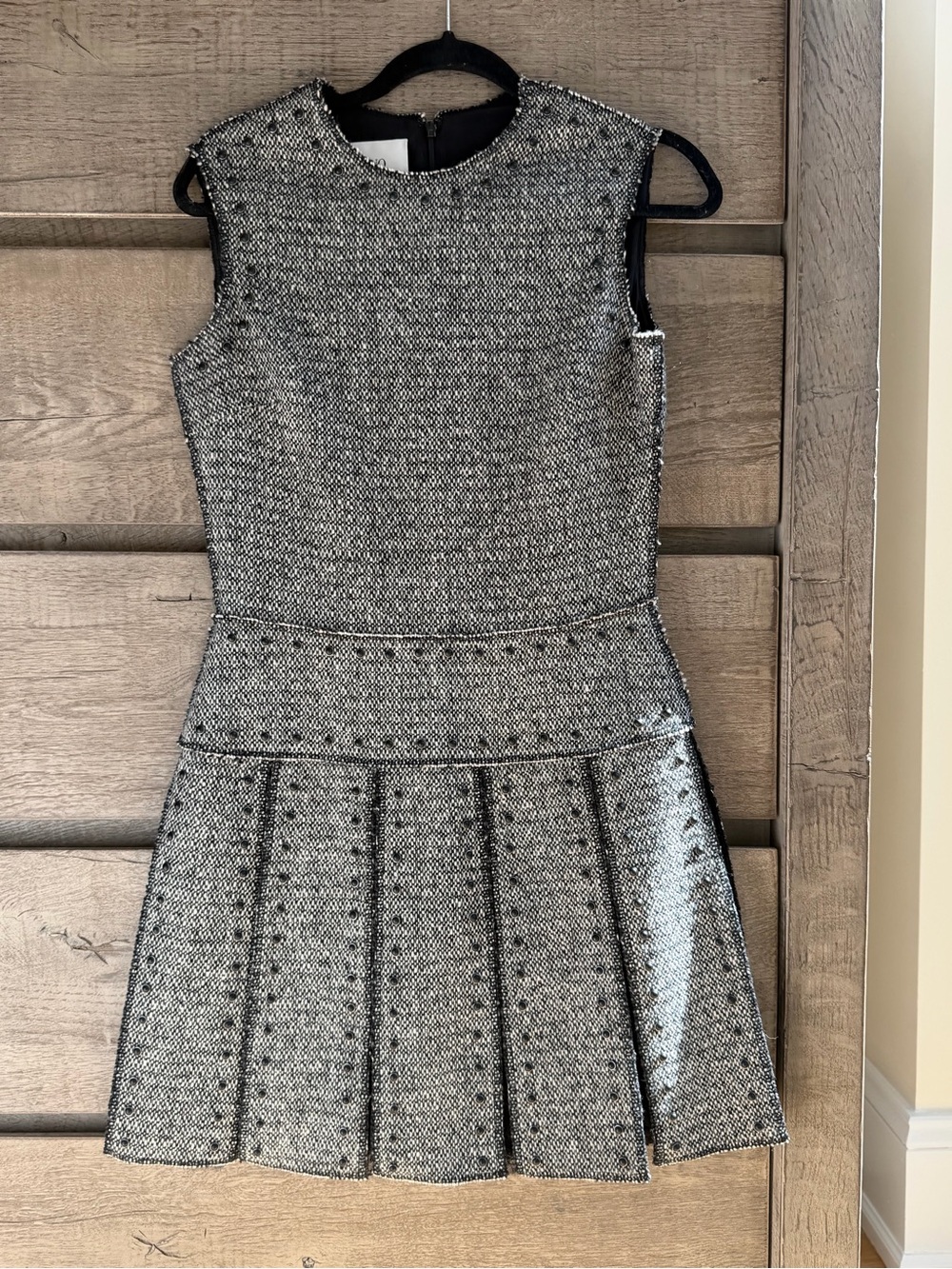 Valentino Rockstud Tweed A-Line Dress in Black & White -size 4- like new - lace